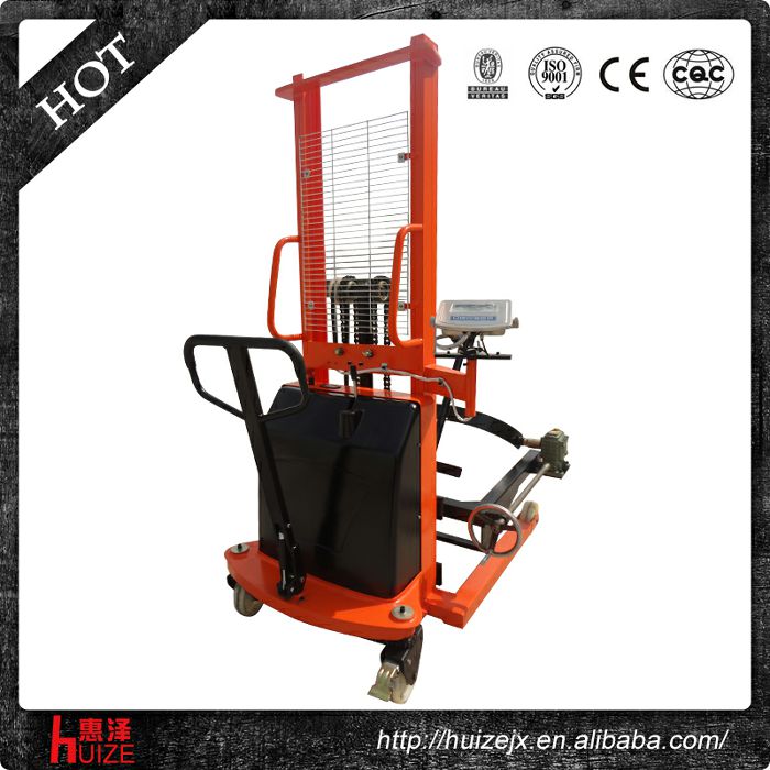 半電動稱重油桶車（夾鐵桶，手搖翻轉(zhuǎn)倒料）